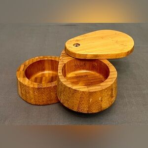 Totally Bamboo Salt & Pepper Hinged Storage Container 5x3.5x4”